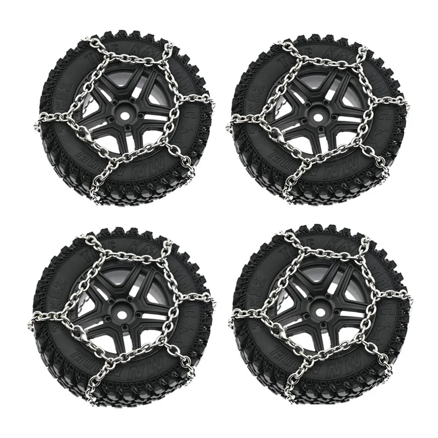 for MN86S MN86KS MN86 MN86K MN G500 4Pcs Metal Wheel Tires with Snow Chain Tyre Sponge 1/12 RC Car Upgrade