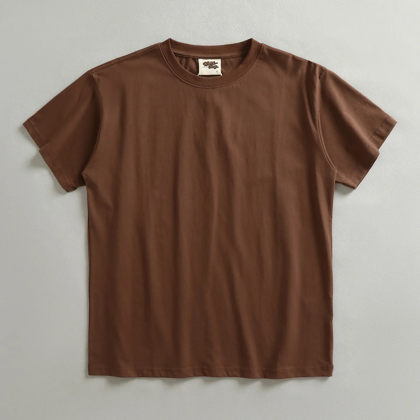 100KG 8-Color Solid Color Basic Vintage 100% Combed Cotton Men's Tee Summer Crew Neck Comfort All-Match Half-Sleeve T-shirt Top