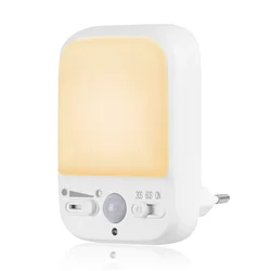 Night Light Socket with Motion Sensor Indoor, 30s/60s Automatic On/Off LED Children Dimmable Night Light for Bedroom, Stairs