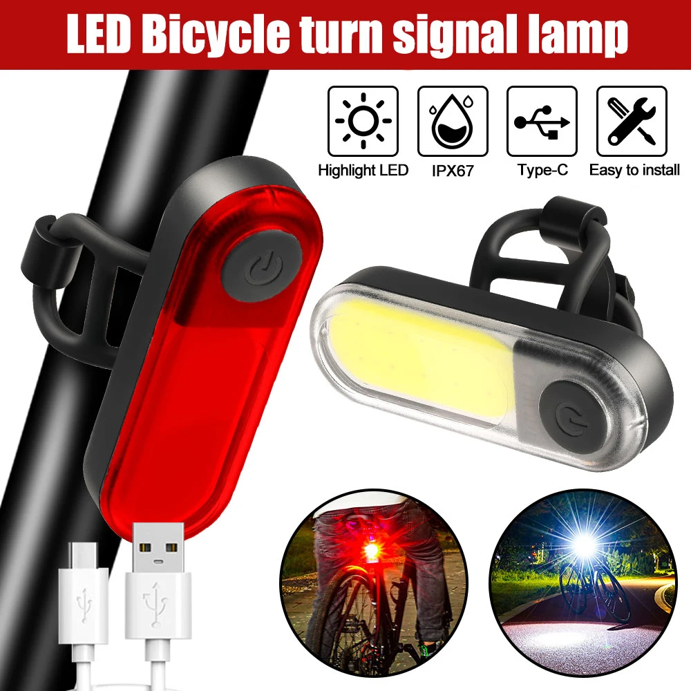 Bike Light Mini Warning Taillight USB Rechargeable Bicycle Taillight LED Riding Taillight Front Rear Bicycle Lamp Headlights