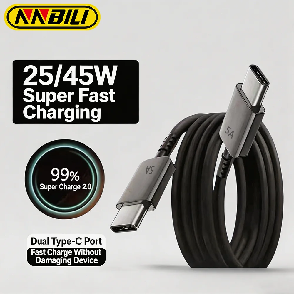 NNBILI PD 45W USB C Cable For Samsung Galaxy S22 S23 S24 S25 Ultra Note 10 5G 20 A53 A54 Super Fast Charging Type C Data Cable
