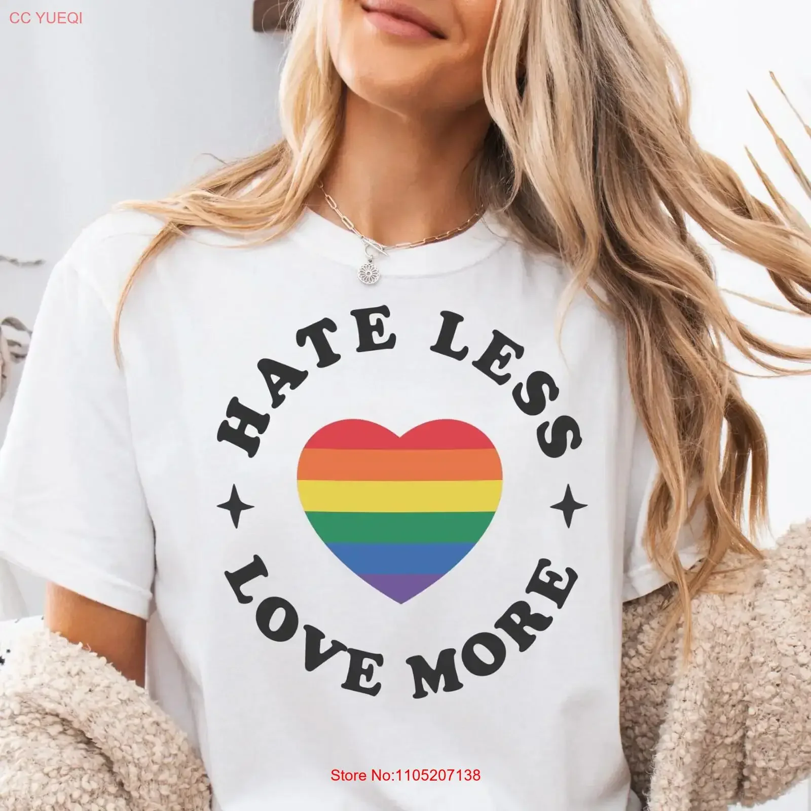 

Футболка Hate Less Love More ЛГБТ Rainbow Heart Inclusive Pride Wins Equality Топ Ретро ЛГБТК винтажный мытый слегка мягкий