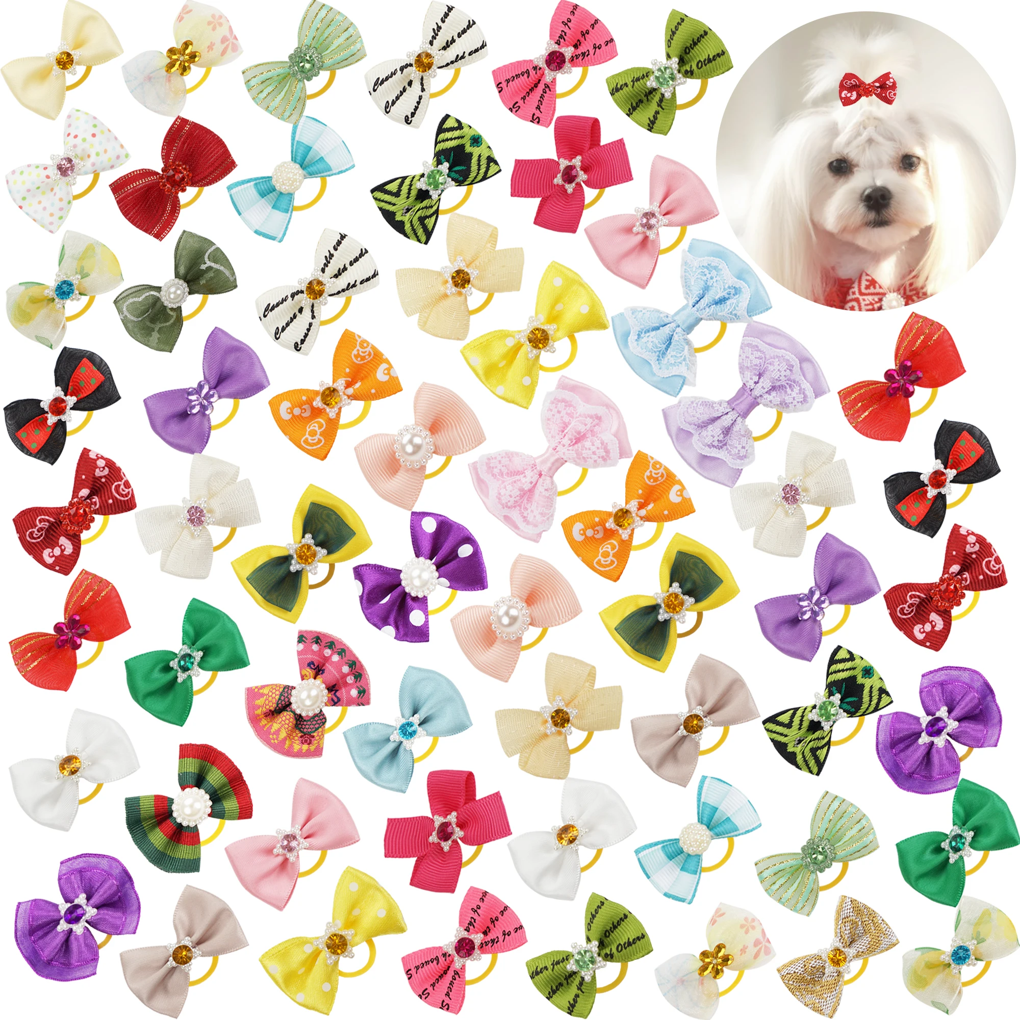 Dog Grooming Bows CatHair Bows Small Pog Grooming Accessories Dog Hair Rubber Bands Pet Supplier