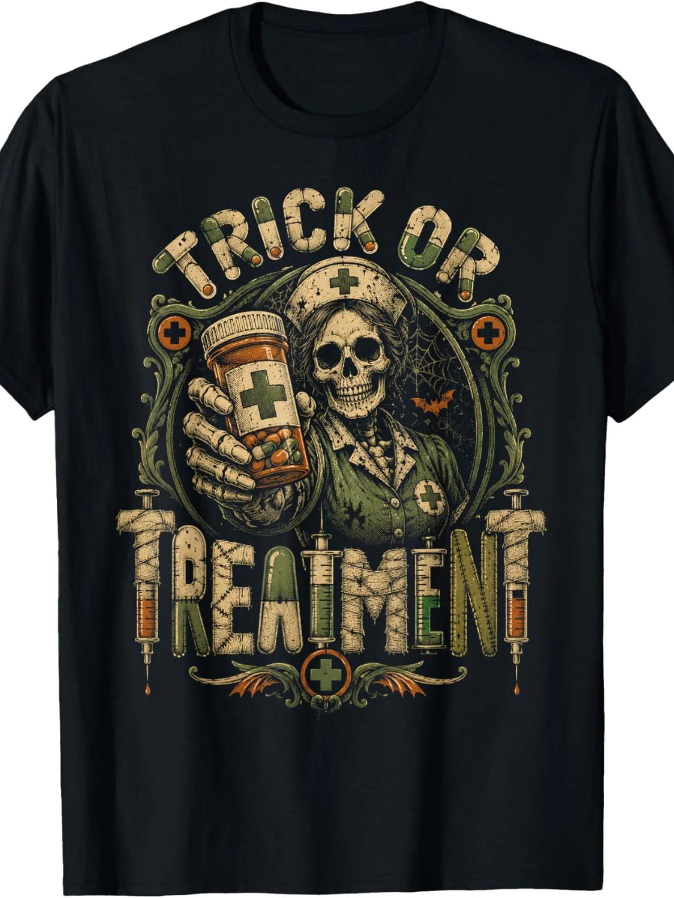 Trick or Treatment Shirt Funny Doctor Shirt Halloween Nurse T-Shirt Tee Shirts for Men Women