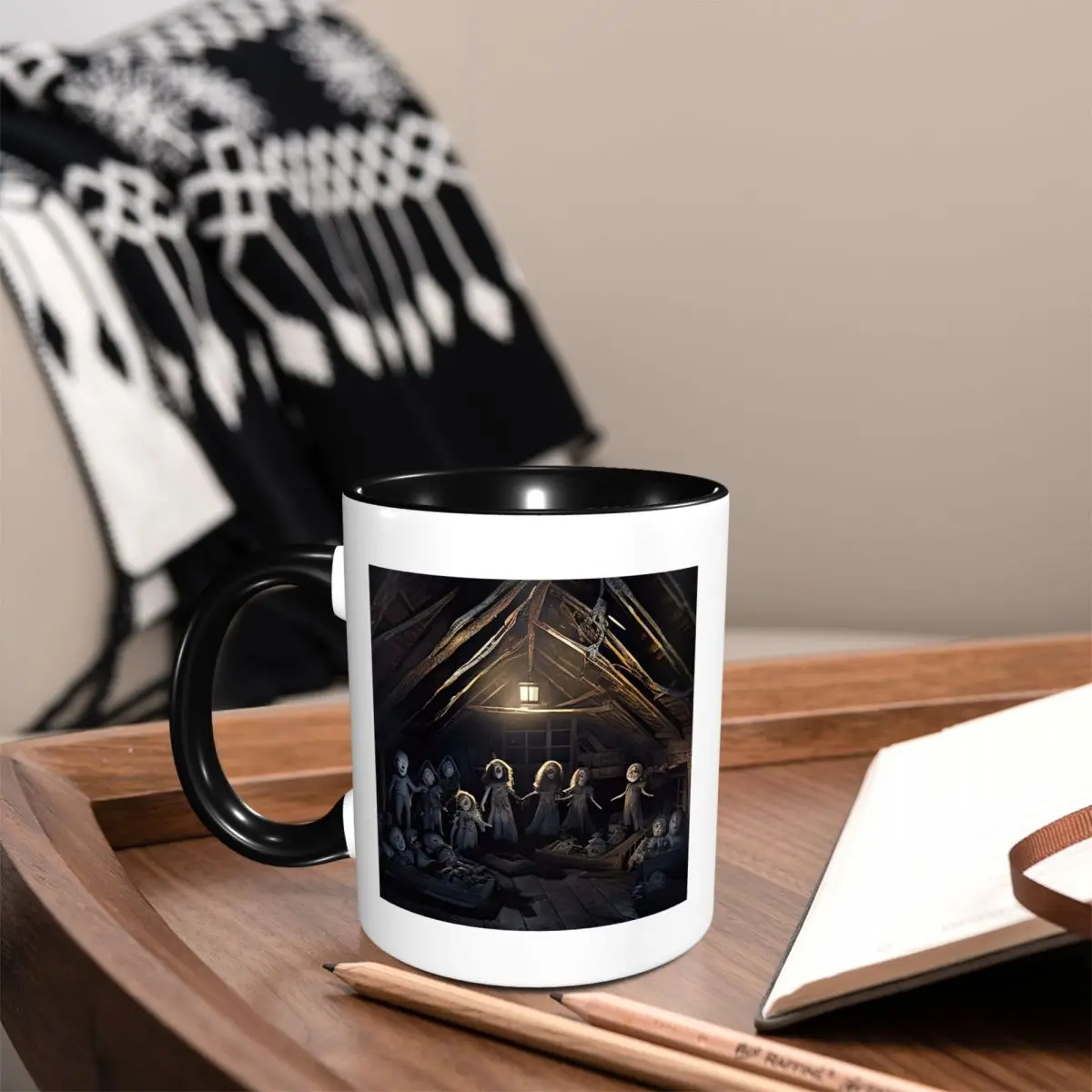Haunted Attic With Possessed Creepy Dolls Mug Funny Ceramic Coffee Cups Tea Mugs Milk Cup Drinkware Gifts for Woman Man