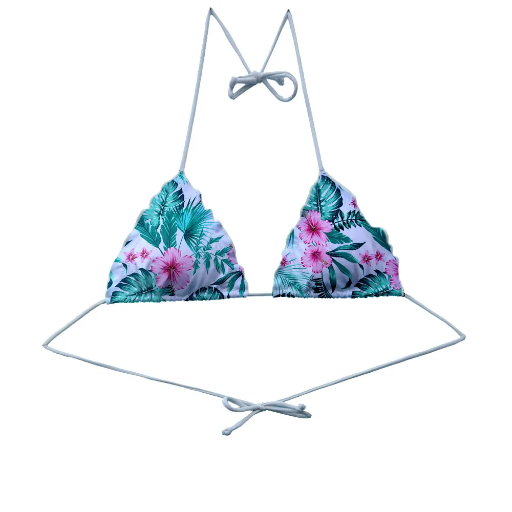 Trigonal Bikini TOP For Women White Swimsuit Sexy Swimwear Brazilian Bathing suits Tops Lace Biquini Trajes De Bano