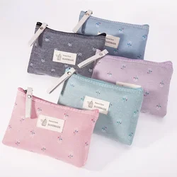 Nueva bolsa de maquillaje de lona con estampado de flores para mujer, artículos de tocador, bolsa con cremallera, bolsa de viaje para lavado, bolsa de cosméticos, bolsa de maquillaje femenina