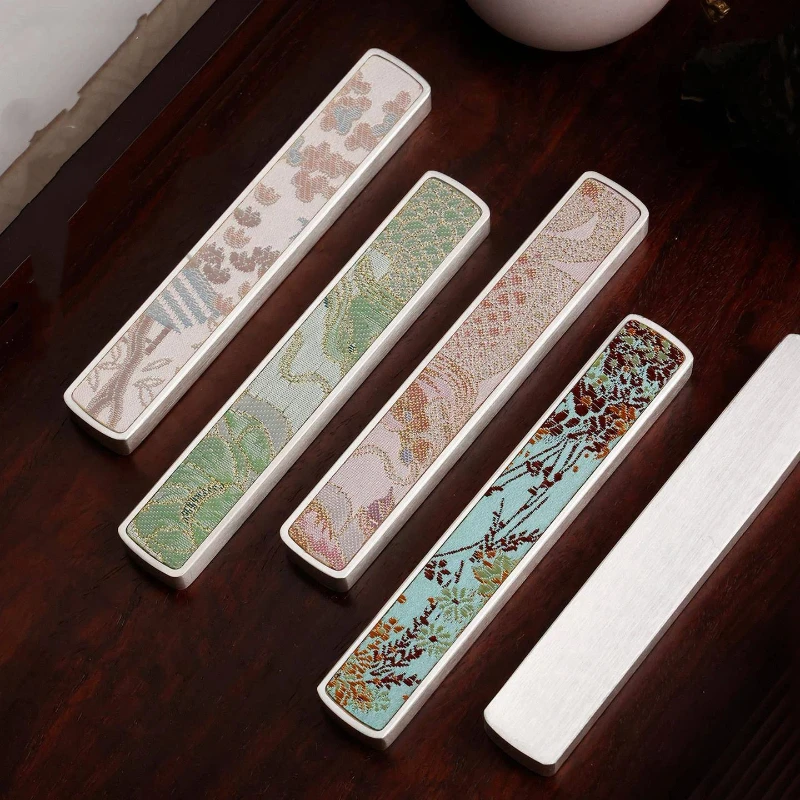 Silver Plated Brocade Paperweight for Calligraphy Painting Desk Decoration Gift or Personal Use Chinese Style Lightweight