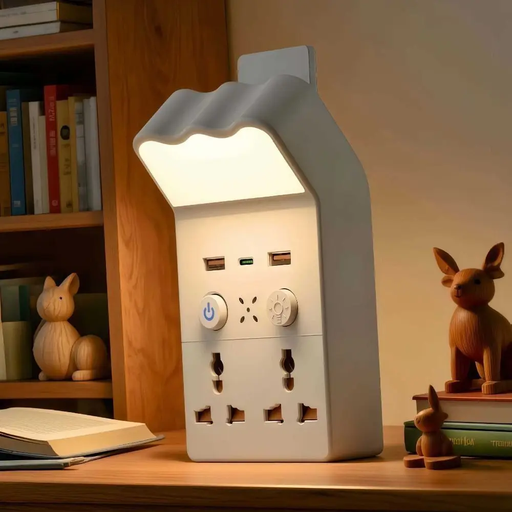 

Универсальный конвертер для розетки с ночником, теплый белый светодиод, 1 Type-C и 2 USB-A, встраиваемый ночник, квадратный, вилки US/UK/EU