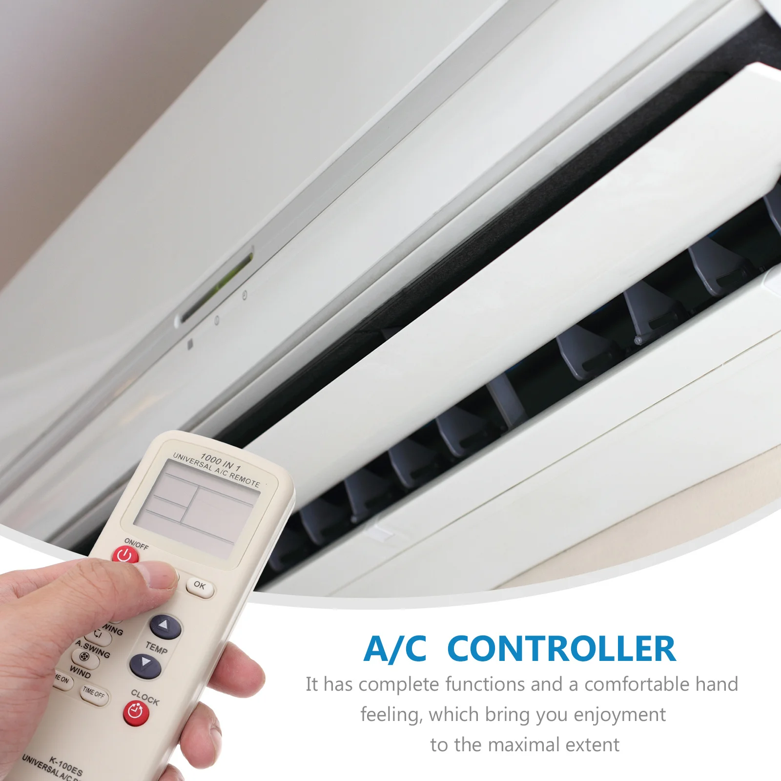 

1Pcs Universal Air Conditioner Remote Controller Simple Design Comfortable Grip Large LCD Display for Most Remote