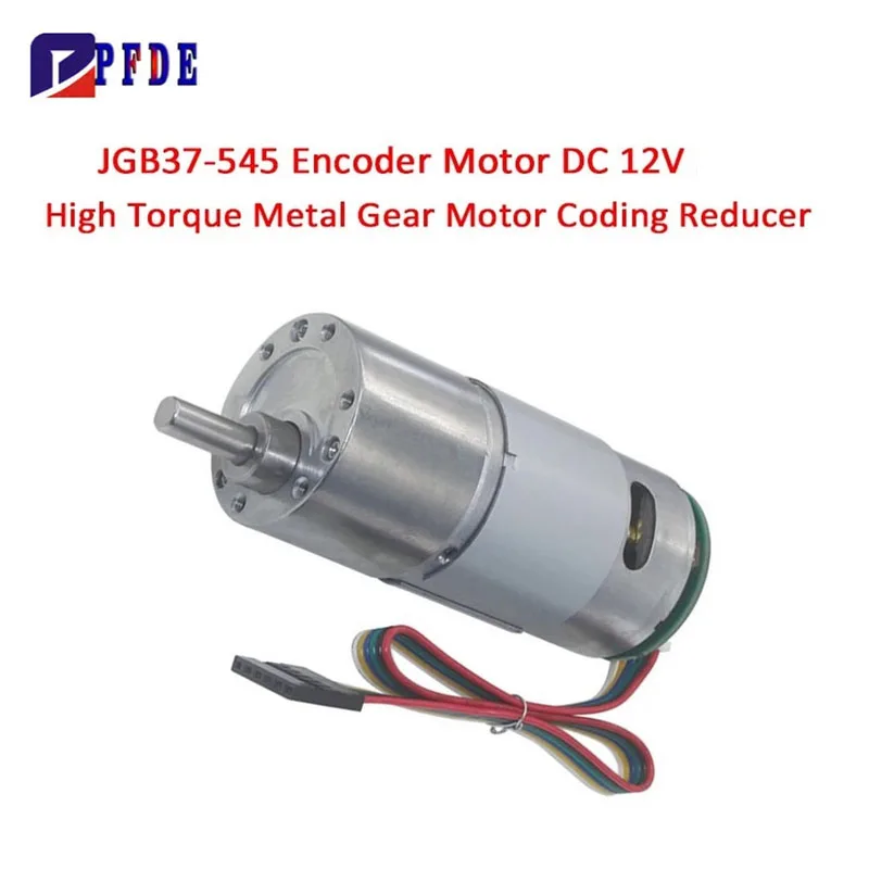 JGB37-545B Micro DC Motor with Encoder All Metal Gear, AB Dual Phase Encoder, Speed Signal Feedback Reduction DC Motor