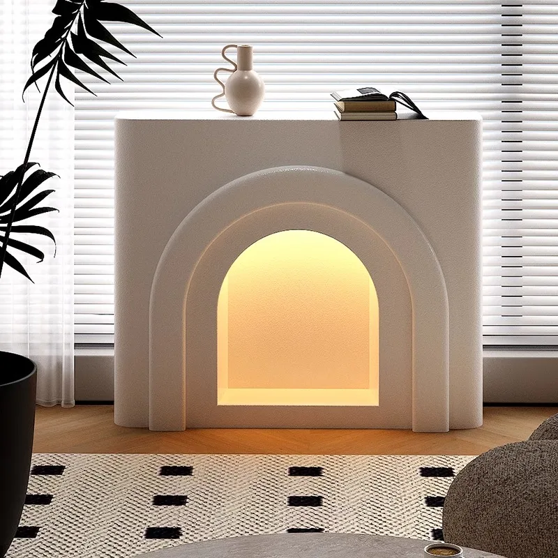 wp-Cream wind fireplace design living room coffee table Nordic porch coffee table cabinet lamp warm home furniture accessories-