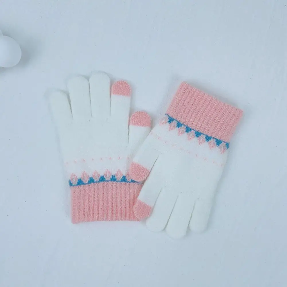 

Weather Children Gloves Children Gloves Warm Stretchy Kids Knitting Gloves for Autumn Winter Colorful for Boys for Students