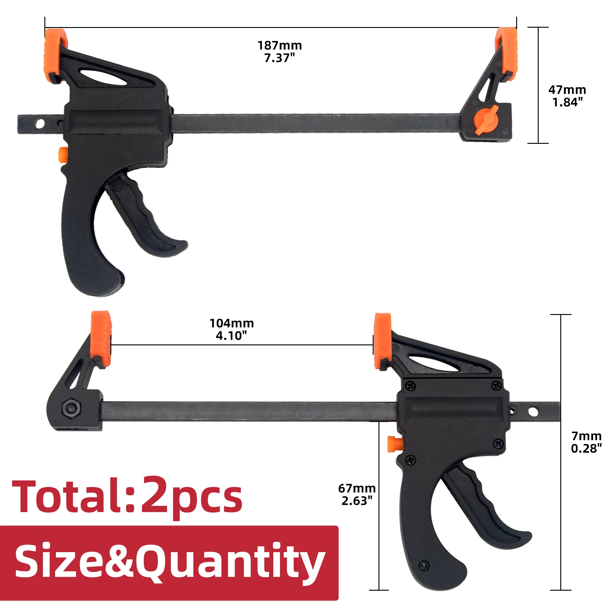 

2pcs F-Bar Clamp, Woodworking F Clamp 4Inch Bar F Clamps Clip Wood Carpenter Tool Grip Quick Ratchet Release Squeeze Woodworking