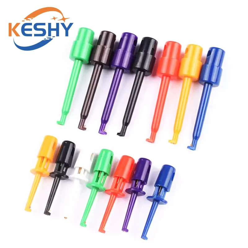 5Pcs Mini Single Test Hook Clip Test Probe for Electronic Testing IC Grabber Small Size Round Crocodile Clip Hook Test Clip