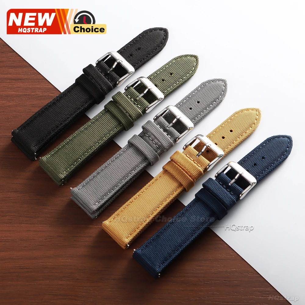 New Two-Sided Nylon Band for Samsung 20mm 22mm Sailcloth Strap for Omega Quick Release Belt for Huawei Watch Bands Universal