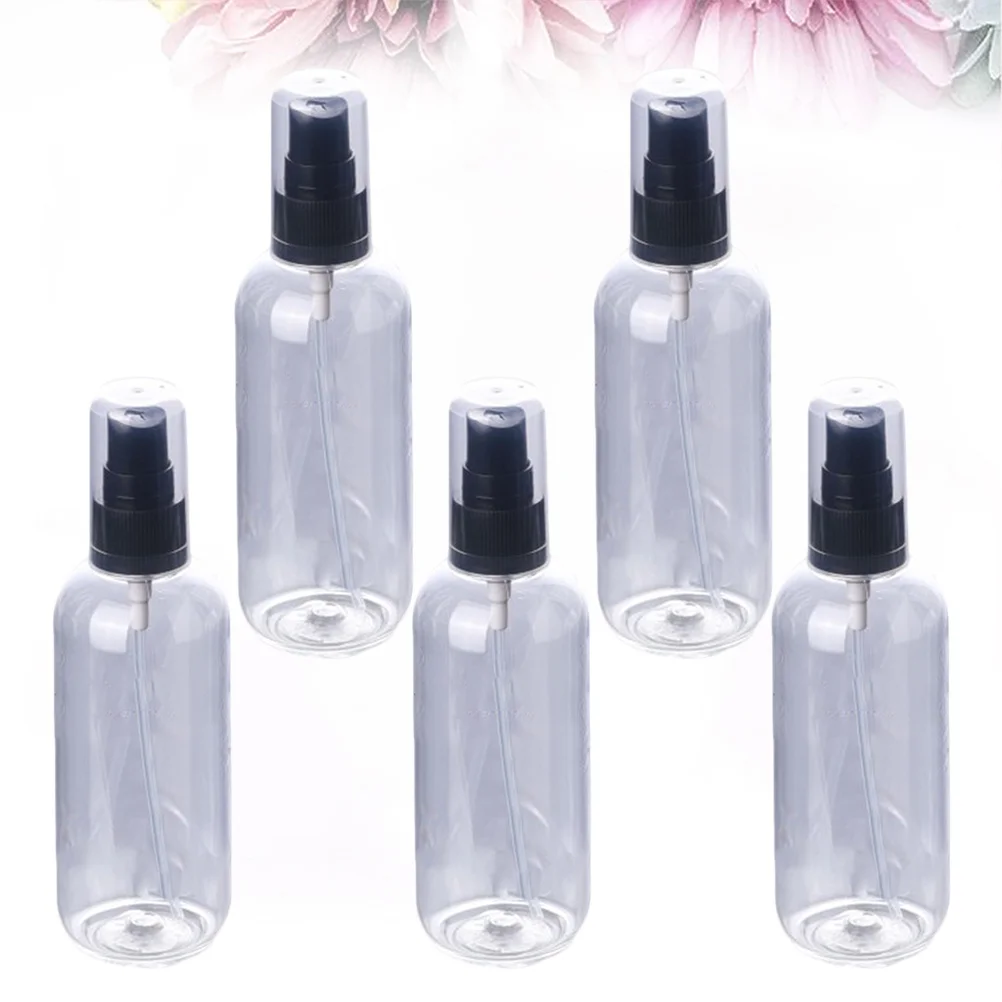 5 ชิ้น 50 มลขวดสเปรย์เปล่าขนาดกะทัดรัดปั๊มสีดำแบบรีฟิลได้เครื่องพ่นน้ำป้องกันการรั่วซึมสำหรับใช้ในร่มกลางแจ้ง