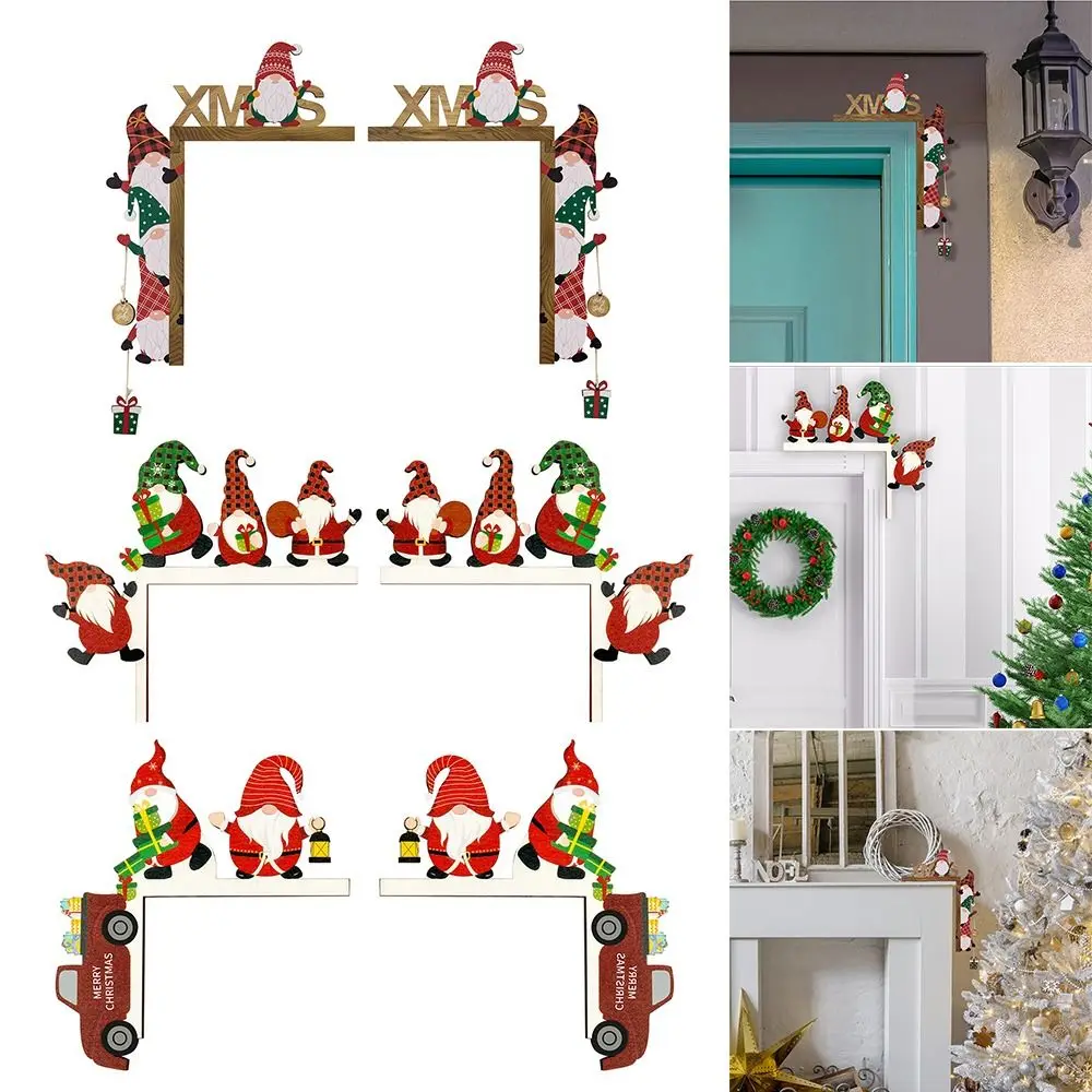 

Creative Christmas Door Frame Decoration Pendant Wooden Santa Claus Door Corner Sign Ornament Home Xmas Atmosphere Layout