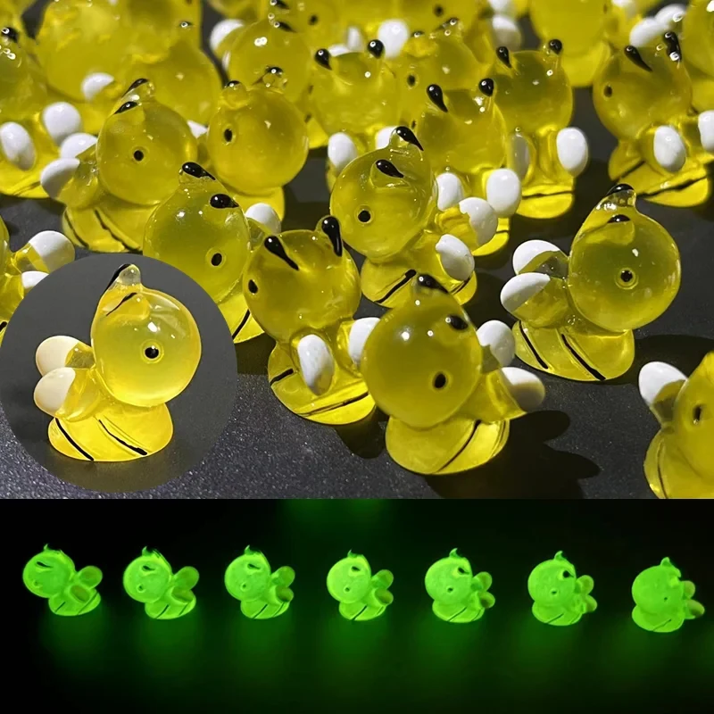 

100PCS Luminous Mini Bees Fairy Garden Decoration Miniature Honeybee Glow At Night Microlandscape Moss Flower Pot Ornaments