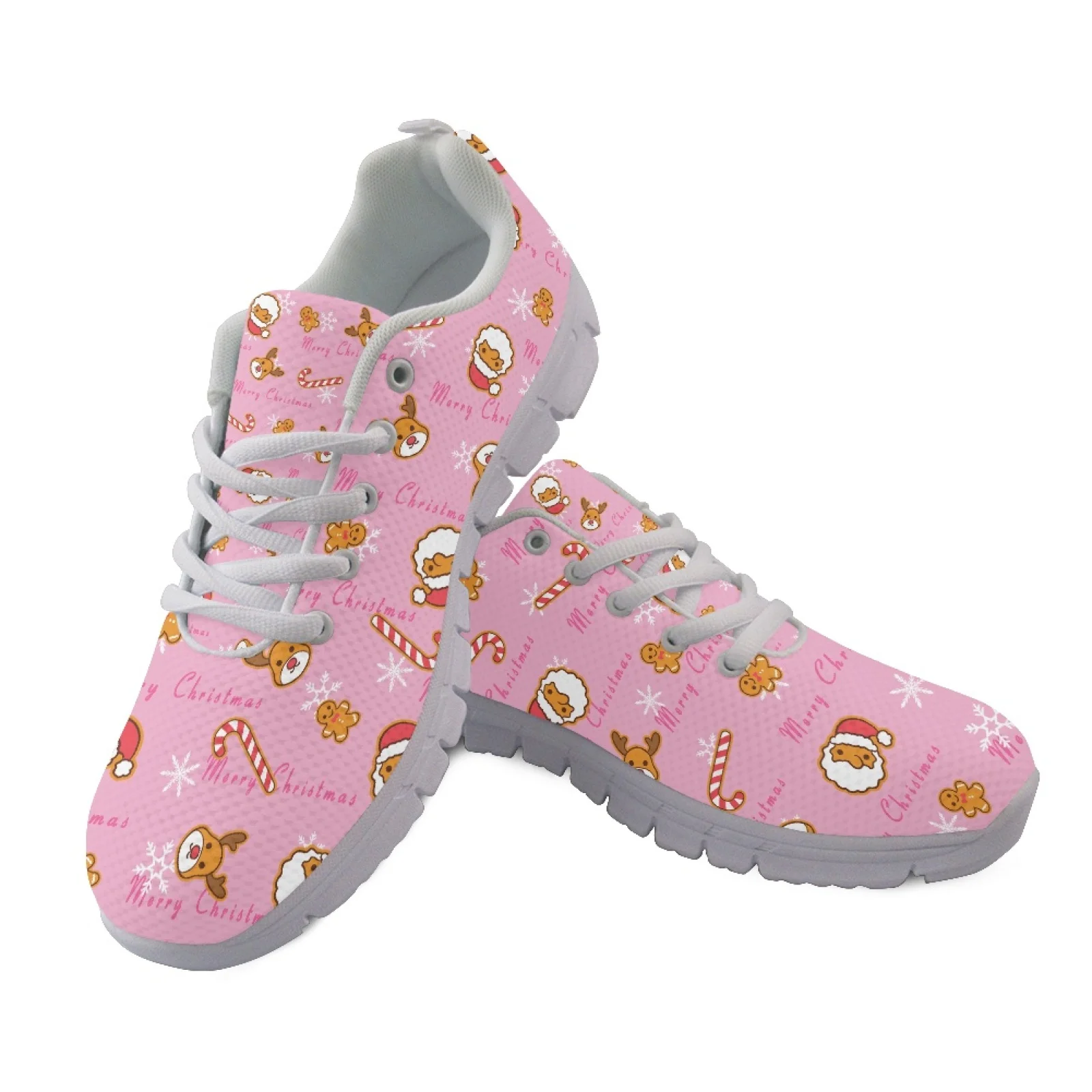 Coloranimal Christmas Pink Print Lightweight Running Shoe Women Running Walking Shoes Fitness Footwear for Mens Womens