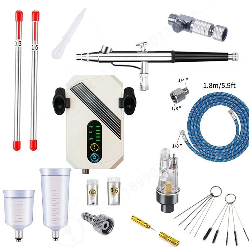 Mini Airbrush Compressor Kit, US EU Plug, Spray Paint Airbrush Set for Model Coloring Painting Art Craft Decoration - view 3