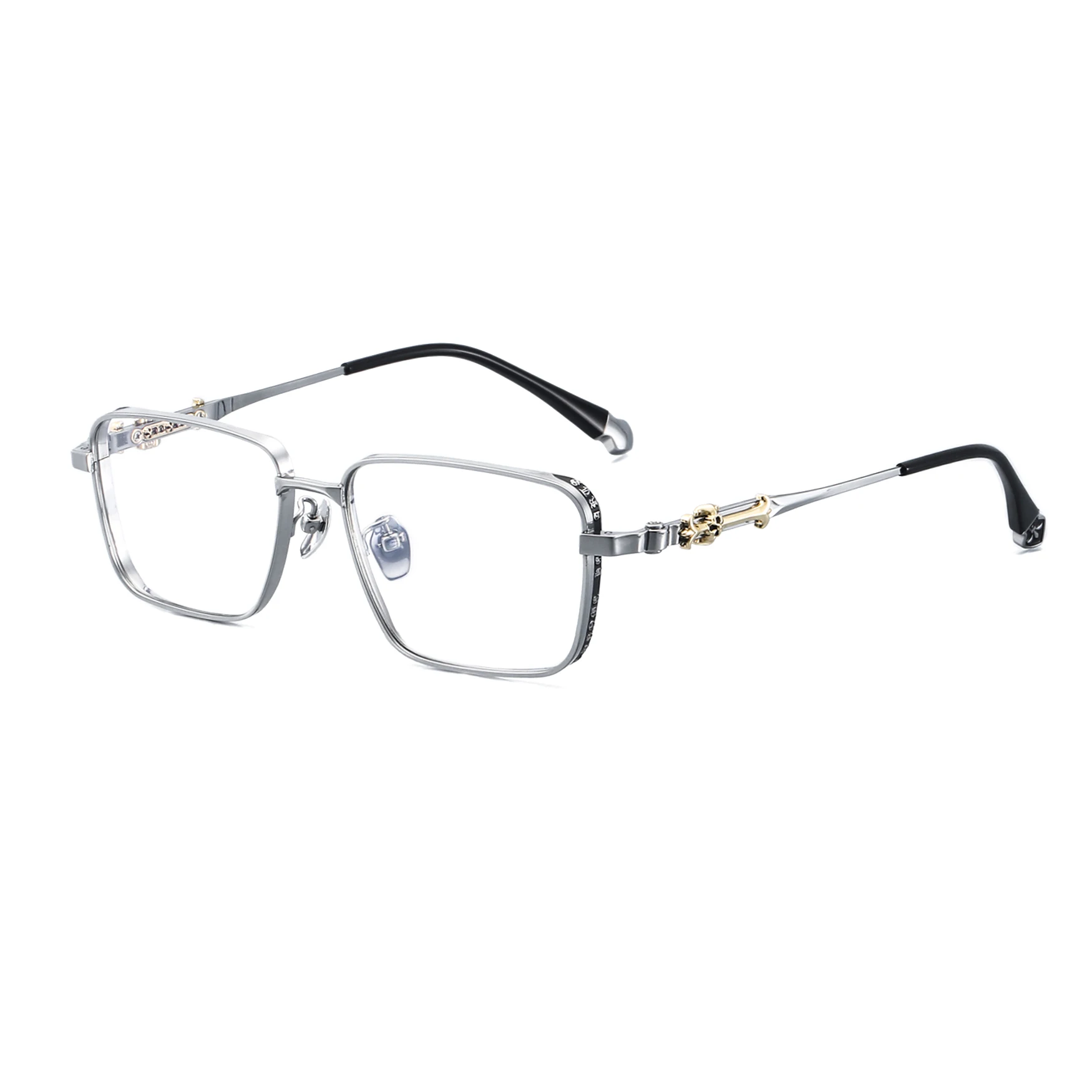 نظارات ريترو ميتال ستايل للرجال والنساء، إطارات نظارات قصر النظر العصرية والشخصية، عصرية وعالية الجودة، إطارات نظارات من التيتانيوم النقي خفيفة للغاية مع عدسات طبية