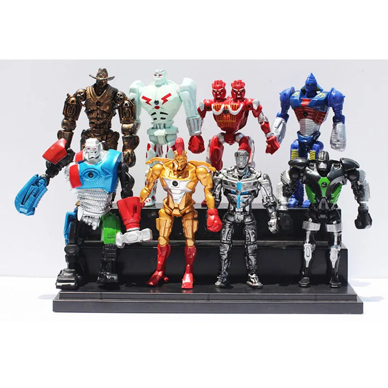 8Pcs/set 13cm Real Steel Zeus Atom Midas Adam Raider Robot Action Model Hobby Toys Gift Collectible Ornament Children Gift Toy