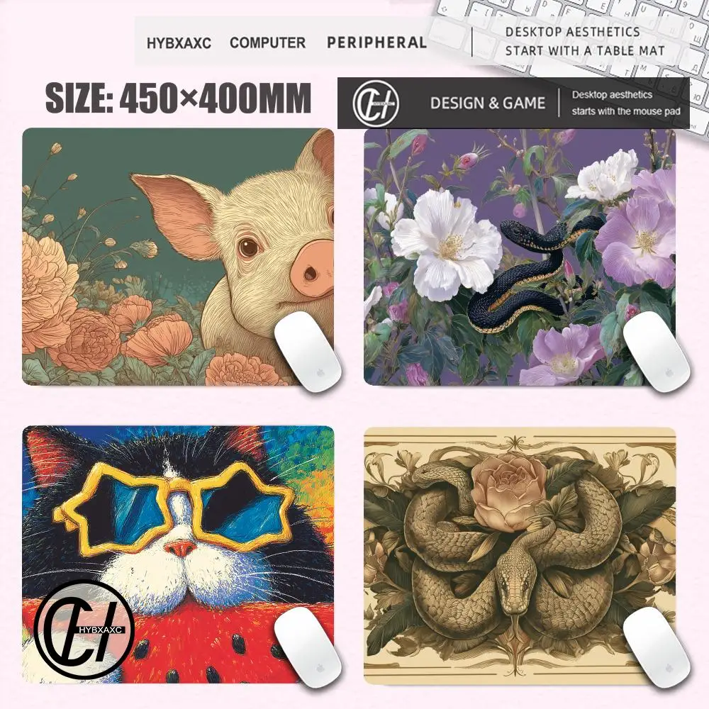 Cute Rose Gaming Mouse Pad XS horror Skull snake Mousepad For PC Gamer Desktop Decoration Office Mouse Mat Funny Pig Deskmat Rug
