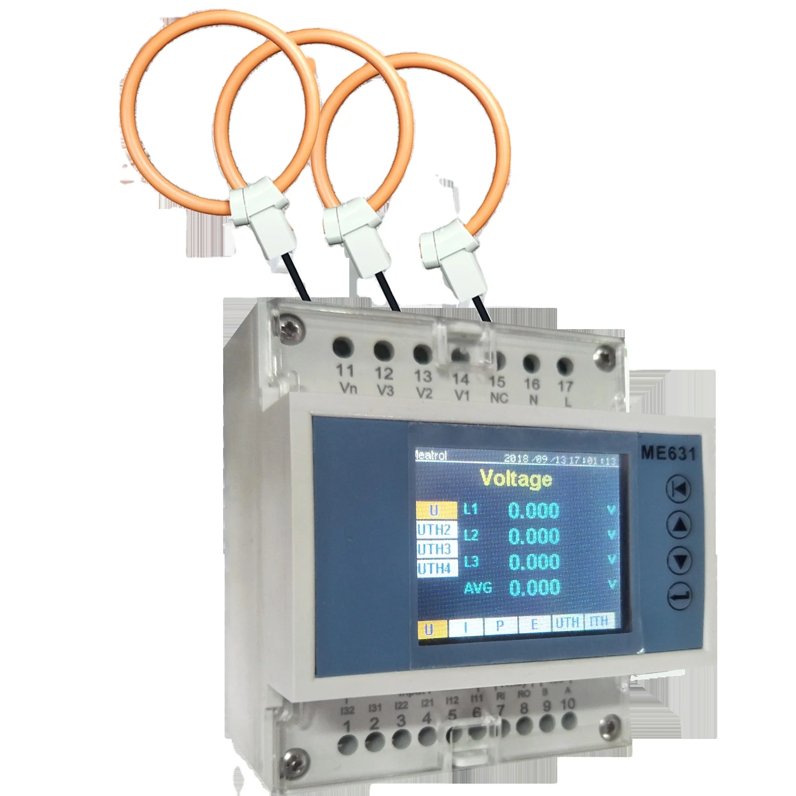 Registrador de datos inteligente Rogowski Medidor de energía trifásico con pantalla digital Registrador de datos digitales de canal de energía RTM