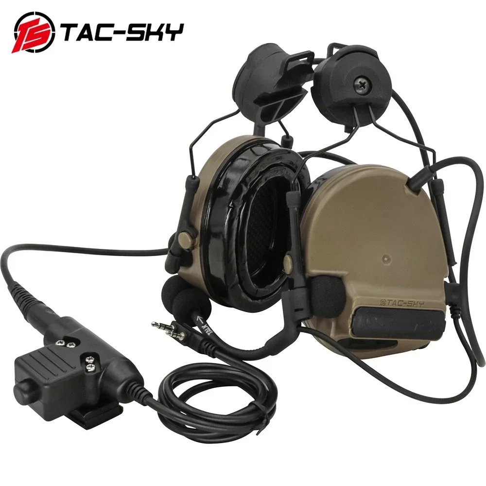 TAC-SKY COMTAC3 Noise Reduction Pickup Tactical Headset COMTACIII Hearing Protection Airsoft Shooting Headphon for ARC Rail Helm