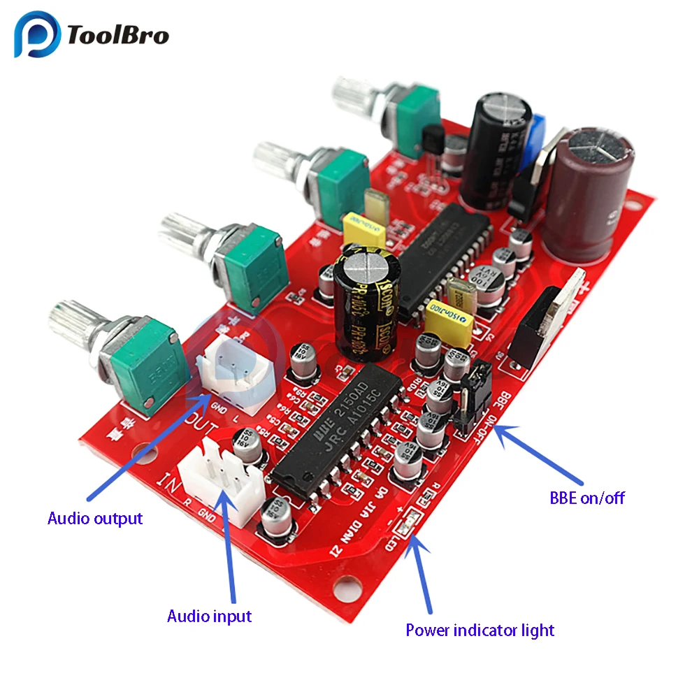 UPC1892+JRC2150 HiFI Preamplifier Power Amplifier Board DC 12.5-24V AC 9-16V Treble Bass Balance Volume Control BBE Preamp