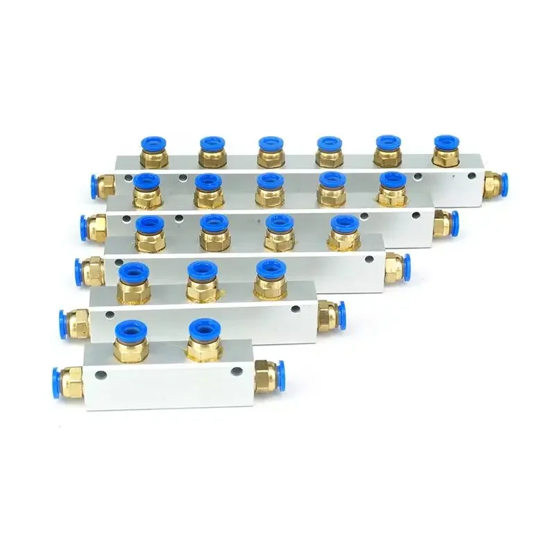 With Fittings Pushfit 8mm 2/3/4/5/6/7/8/9/10 Ways Pneumatic Air Manifold Block Splitter 20x25mm