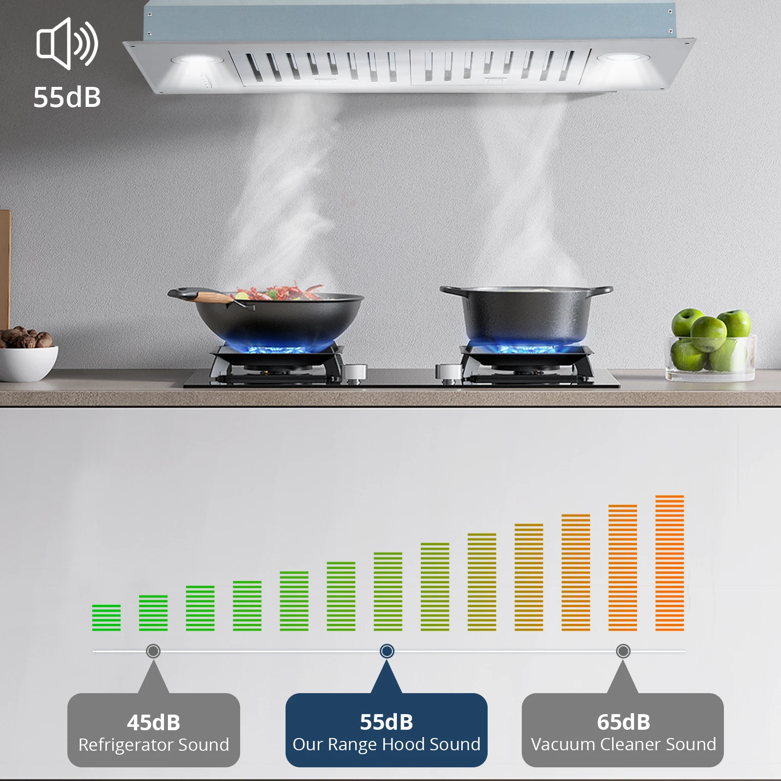 Hotte avec déflecteur en acier inoxydable, 30 pouces, 400CFM, avec filtre intégré, pour cuisinière de cuisine