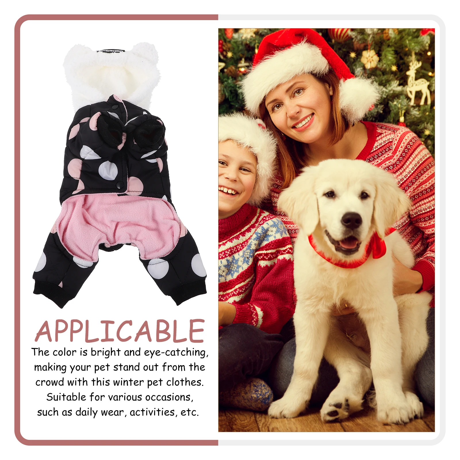 

Dog Warm Coat Cotton Thickened Jacket on Off Warm Pet Apparel Comfortable Outdoor Indoor Wear Bright Color