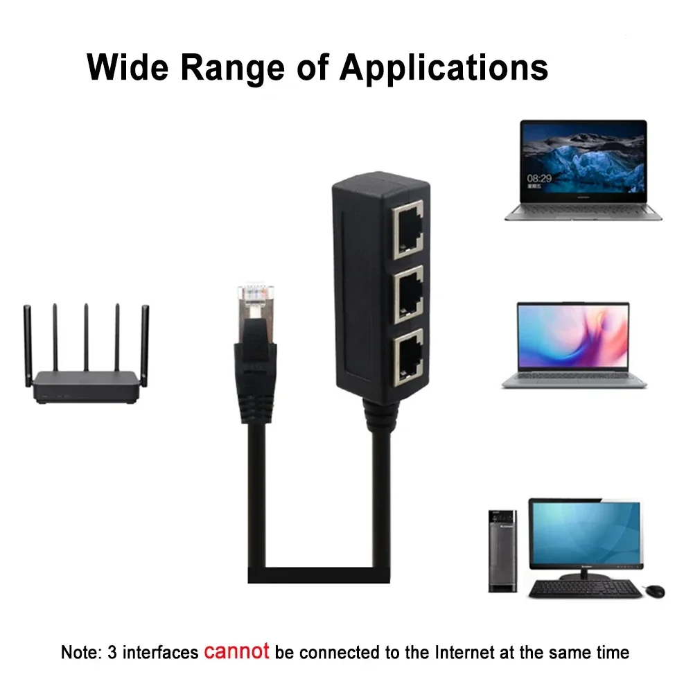 RJ45 LAN Ethernet Splitter Adapter, 1 In to 4 Out Network Cable Extender Compatible with CAT5/CAT6/CAT7