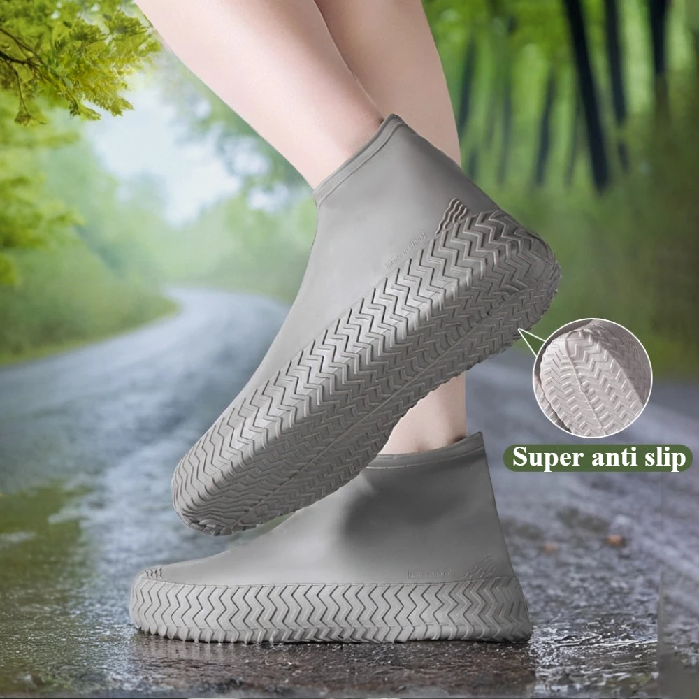 Thickened Waterproof Shoe Covers Anti Slip Wear Resistant Rainproof Sand Proof Outdoor Rain Boots for Men Women Latex Rain Cover