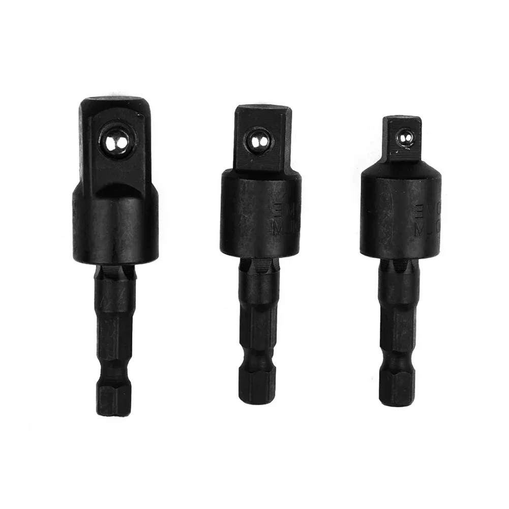 Adaptador de enchufe de taladro eléctrico, 3 piezas, giratorio de 360 °, 1/4, 3/8, 1/2 pulgadas, extensión de brocas de vástago hexagonal para