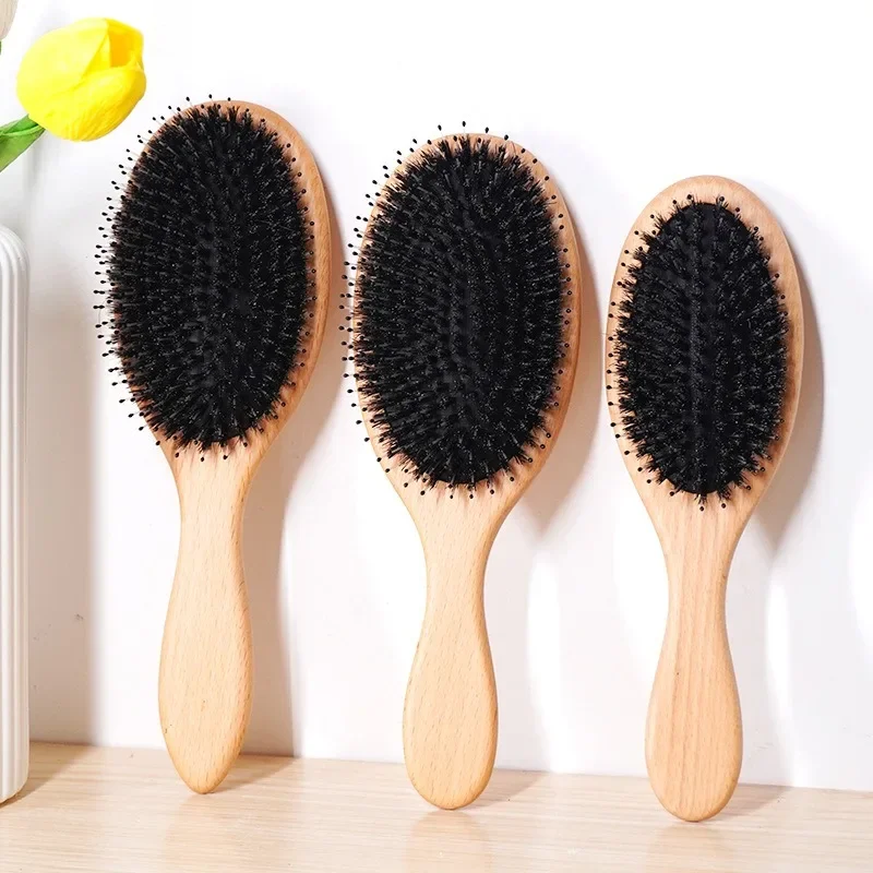 

1 шт., Антистатическая расческа для волос, с овальной щетиной кабана