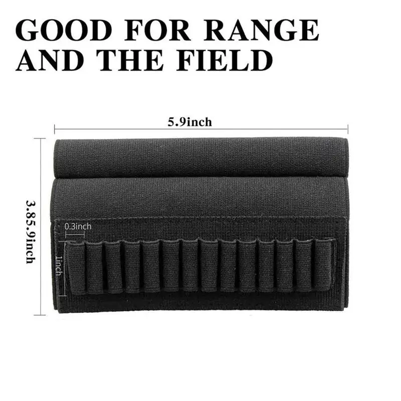 Cheek Rest Pad Rifle Buttstock, Portable Tactical Shell Holder Cheek Rest Pad Ammo Pouch Holder with 14 Shells Holder