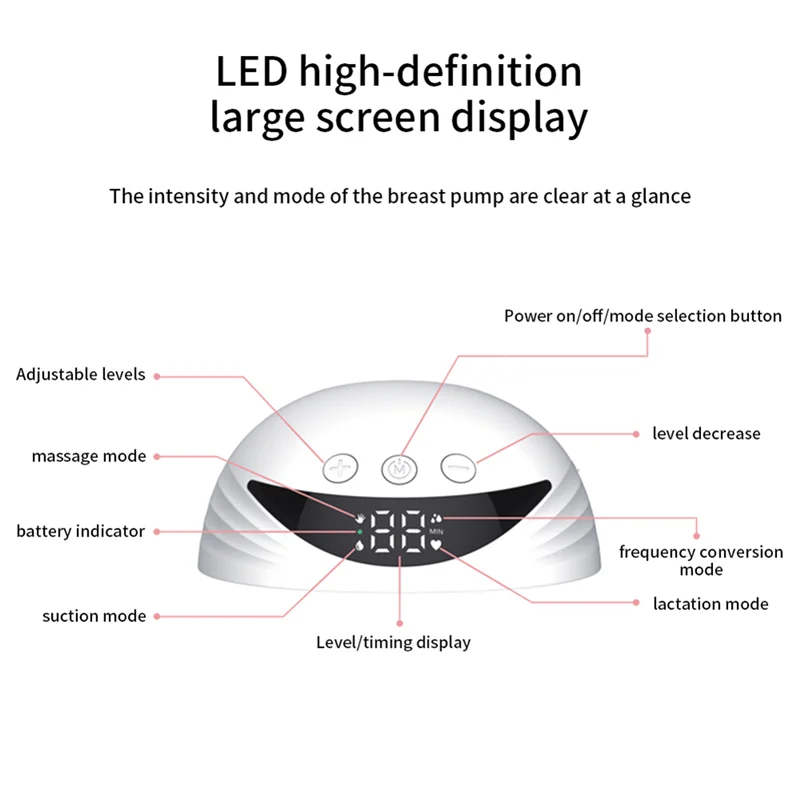 AS96-핸즈프리 전동 유축기 착용형 전동 유축기 LED 디스플레이 4가지 모드 - 노란색 사용이 간편