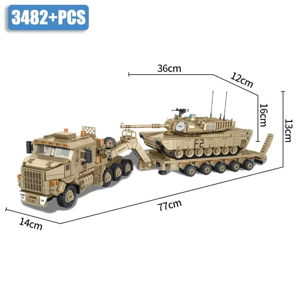 الإبداعية تكنيك M1070 مركبة مدرعة سلسلة عسكرية كتلة وحدة بناء كيت ، مجموعة اللبنات مجموعة MOC 3482 قطعة