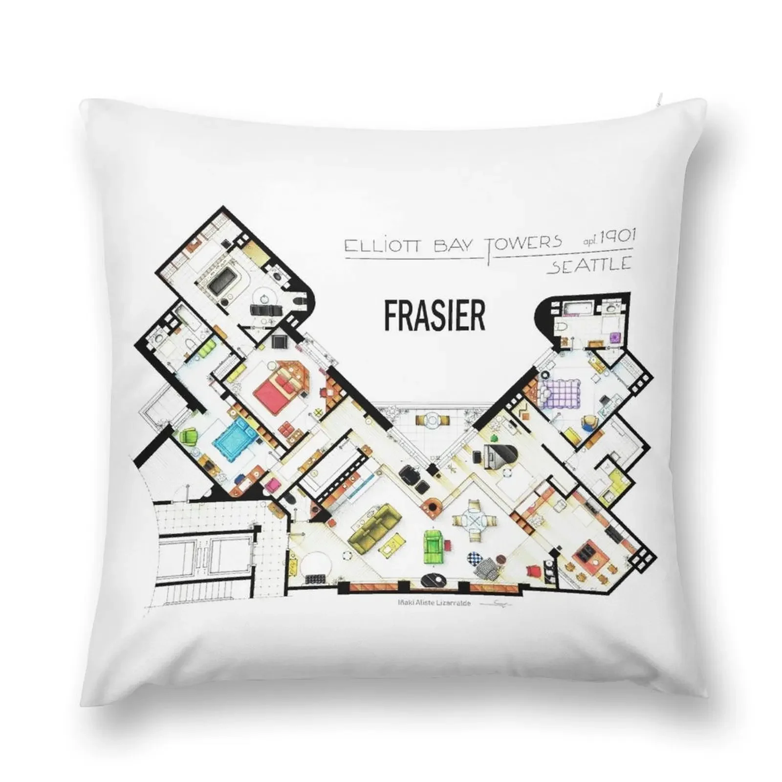 

Frasier Apartment Floorplan Throw Pillow bed pillows Decorative Sofa Cushion Cushions Cover Luxury Pillow Cover pillow