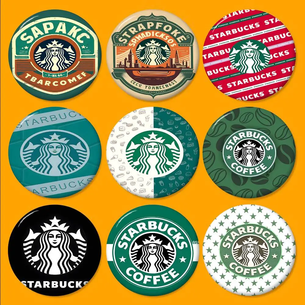 Cool S-Starbucks LOGO Tinplate Pin Button Custom Anime Role Old-school Brooch Cartoon Collar Badge Jewelry Gift Fans