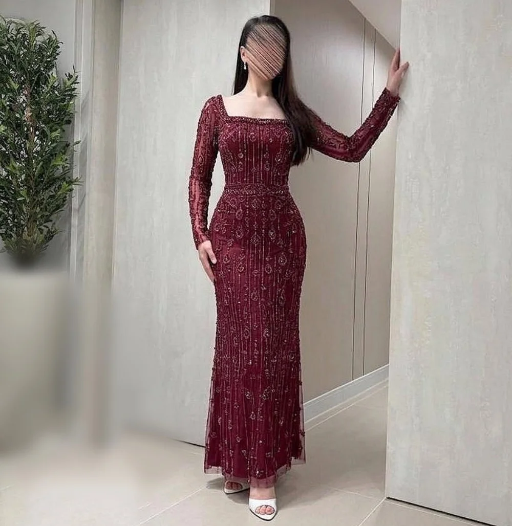 Maßgeschneiderte Hochwertige Damen-Abendkleider Luxuriöse Funkelnde Trompeten-Midikleider Elegantes Hochzeitspartykleid