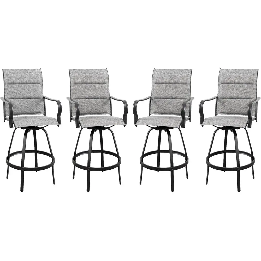 

All-Weather Padded Sling Outdoor Swivel Bar Chairs Set, High Top Patio Furniture for Bistro, Backyard, Garden, Balcony