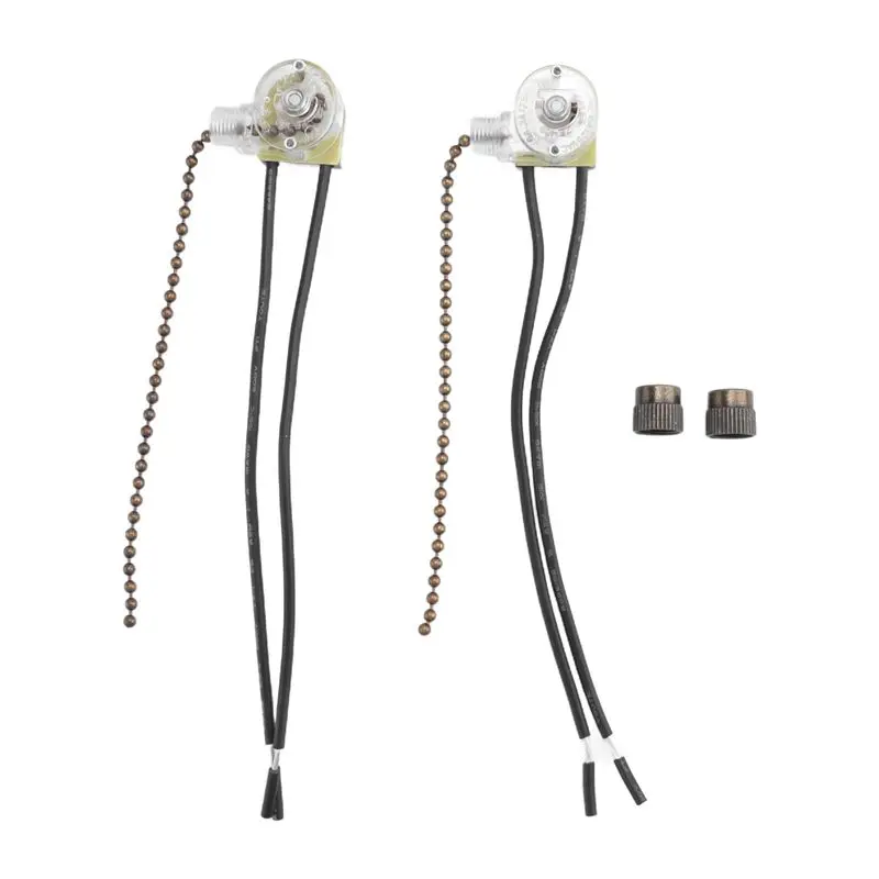 A84G-Ceiling Fan Light Switch Zing Ear ZE-109 Two-Wire Light Switch With Pull Cords For Ceiling Light Fans Lamps 2Pcs
