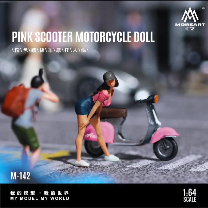 

New Stock 1/64 Pedal Motorcycle Beauty Miniature Simulation Resin Doll DIY Handmade Painted Desktop Decoration Art Collectibles