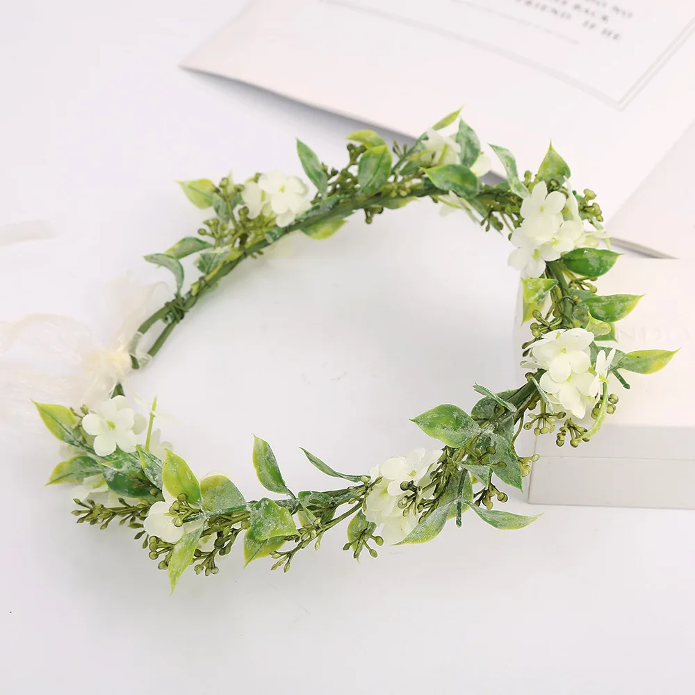 Corona Hawaiana de moda para mujer, tocado nupcial de dama de honor, diadema de flores, diadema de hoja verde, adorno de corona Floral para niñas