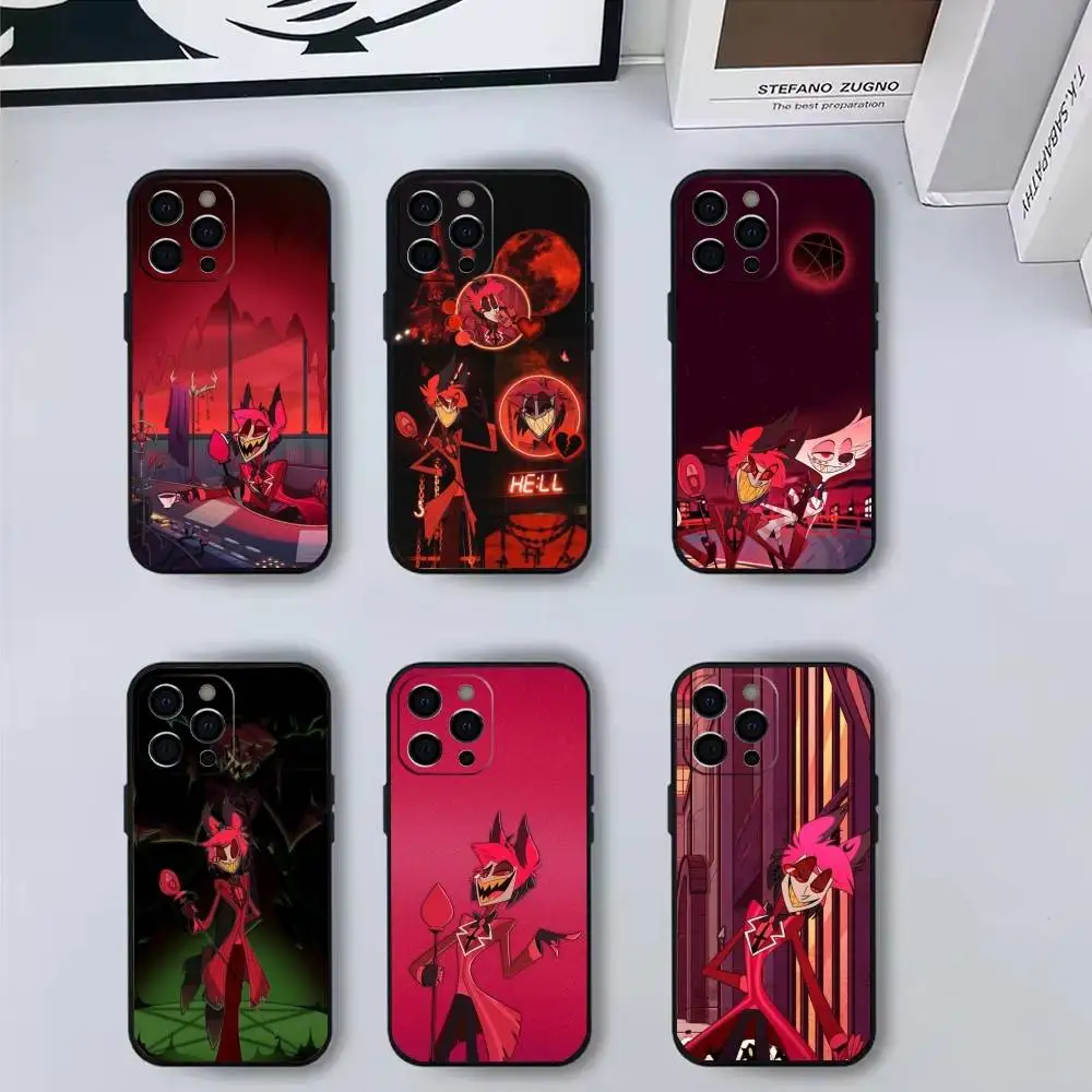 

H-HazbinS H-Hotels A-AlastorS Phone Case For iPhone17,16,15,14,13,12,11 Plus,Pro Max Soft Black Cover