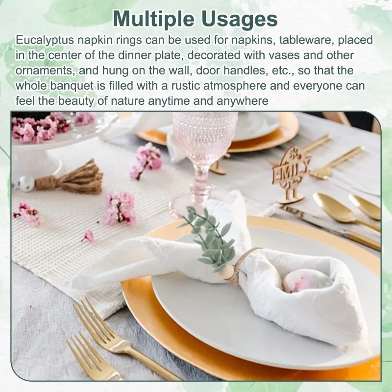 Holiday Table Decor Eucalyptus Leaf Napkin Rings for Thanksgiving Banquets Restaurants and Elegant Table Arrangements